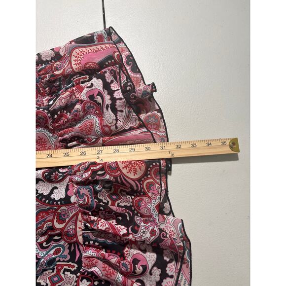 Forever 21 Women's Size Medium Pink Ruffles Paisley Print Bell Sleeve Mini Dress - Picture 7 of 11